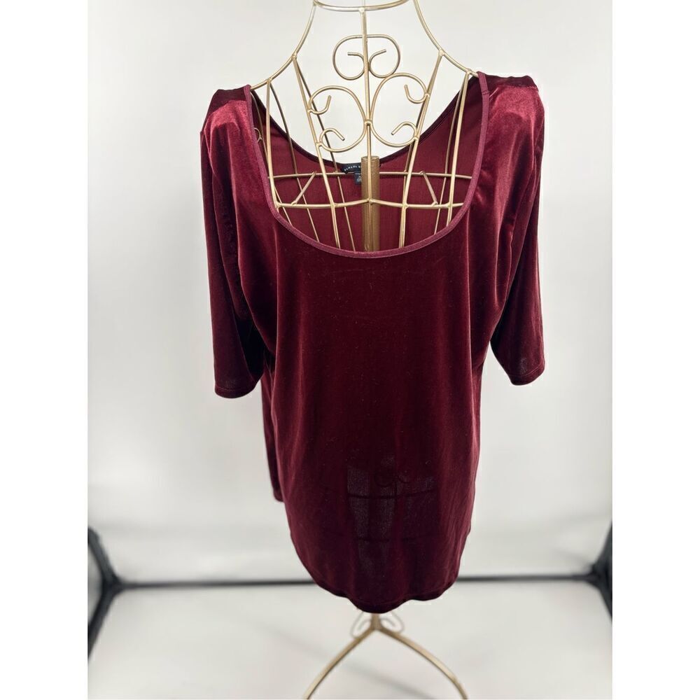 Banana Republic Stretch Velvet Scoop Neck Top Burgundy Size XL
